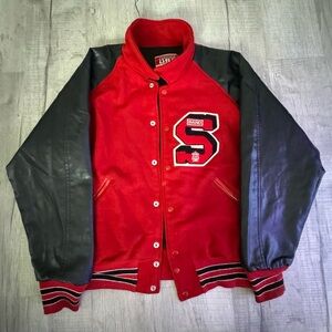 Vintage Awards USA Jacket Mens L Red  Letterman Varsity Bomber Wool Outdoor